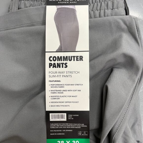 NEW Marc New York Men's 38x30 Commuter Pants Slim-Fit 4-Way Stretch Woven Gray - Picture 7 of 9